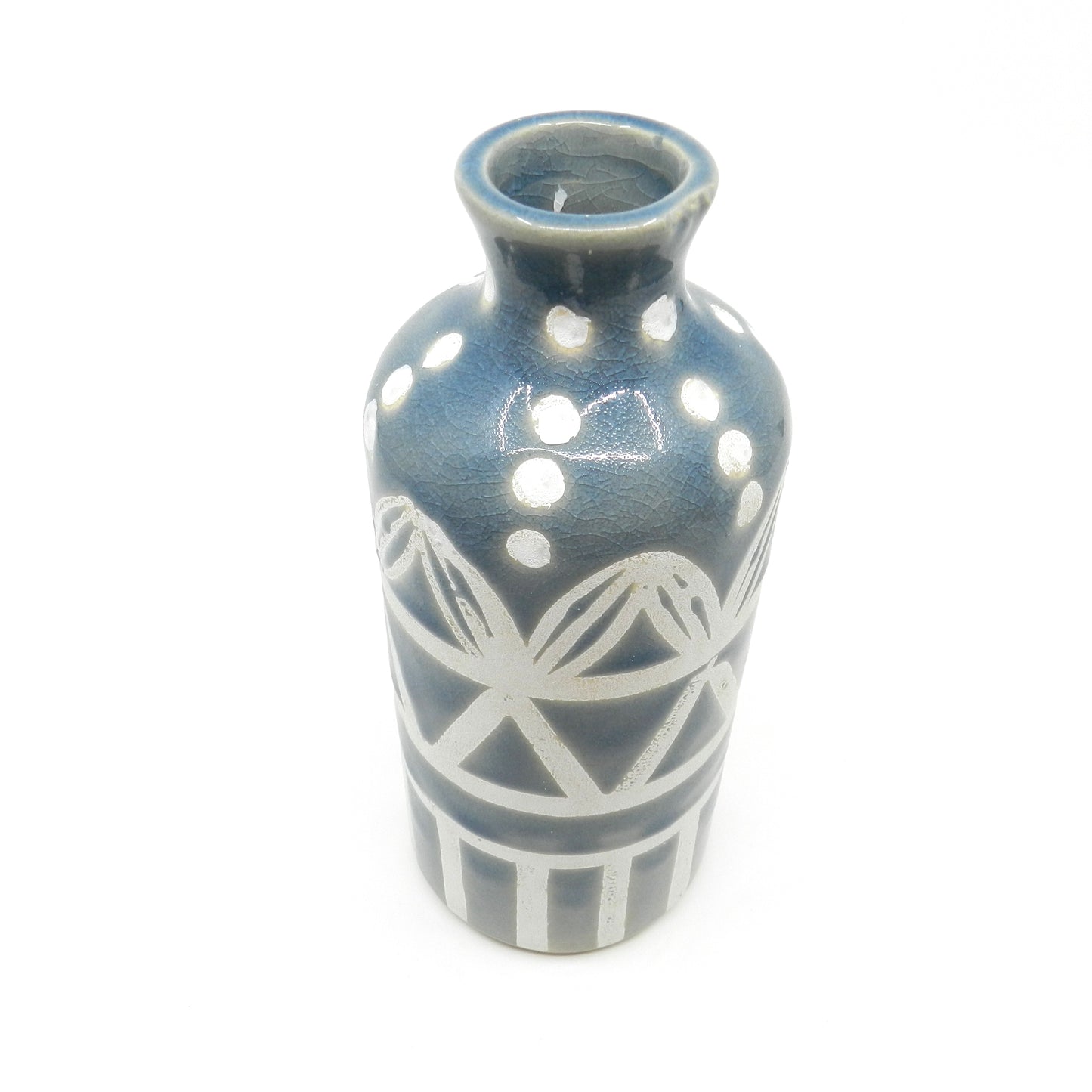 Blue & White Ceramic Vase - Large