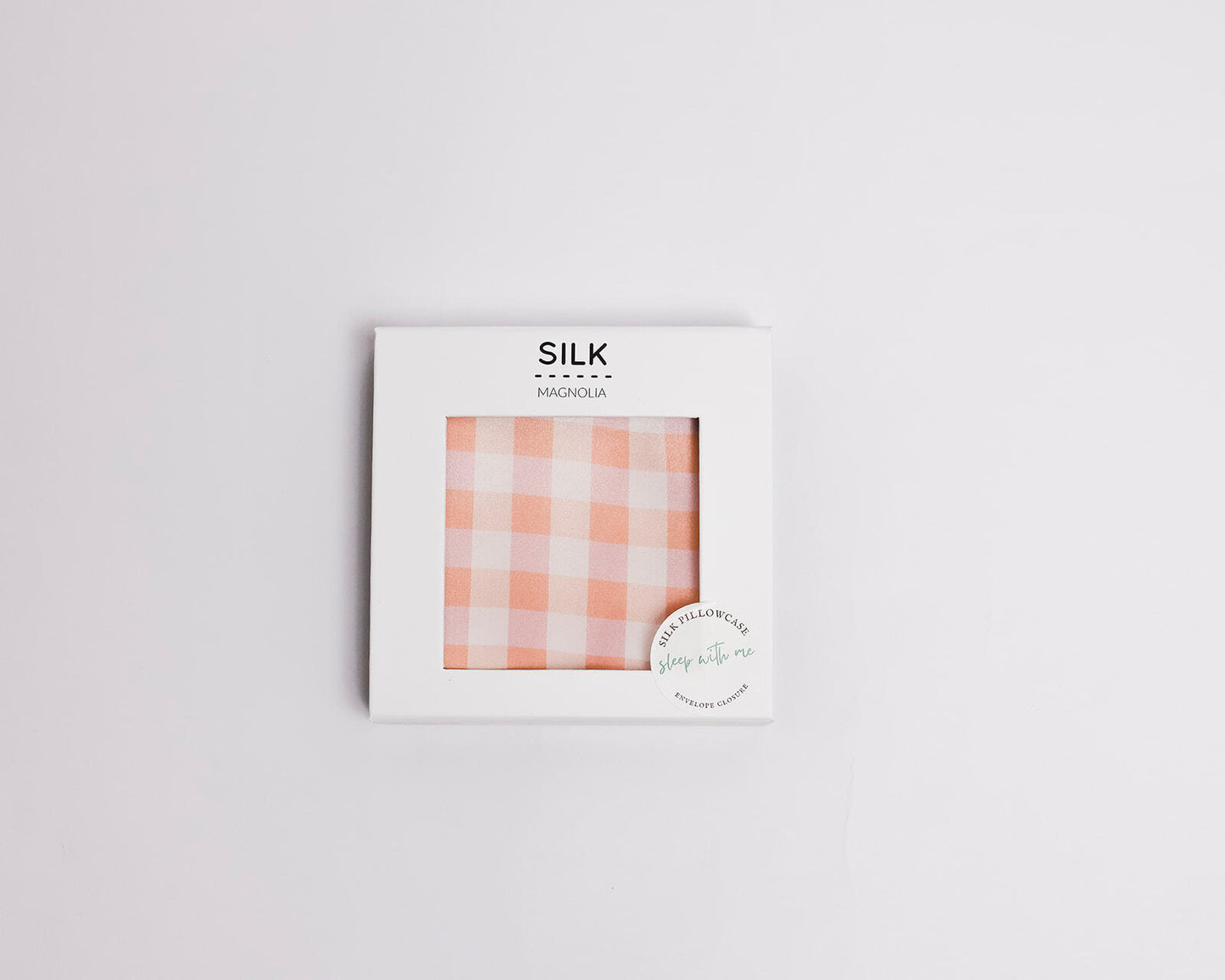 Silk Magnolia Gingham Spanish Villa Pure Silk Pillowcase