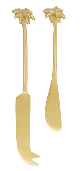 Coast to Coast Tropical Brass Knives - 1x Cheese & 1x Butter Knives