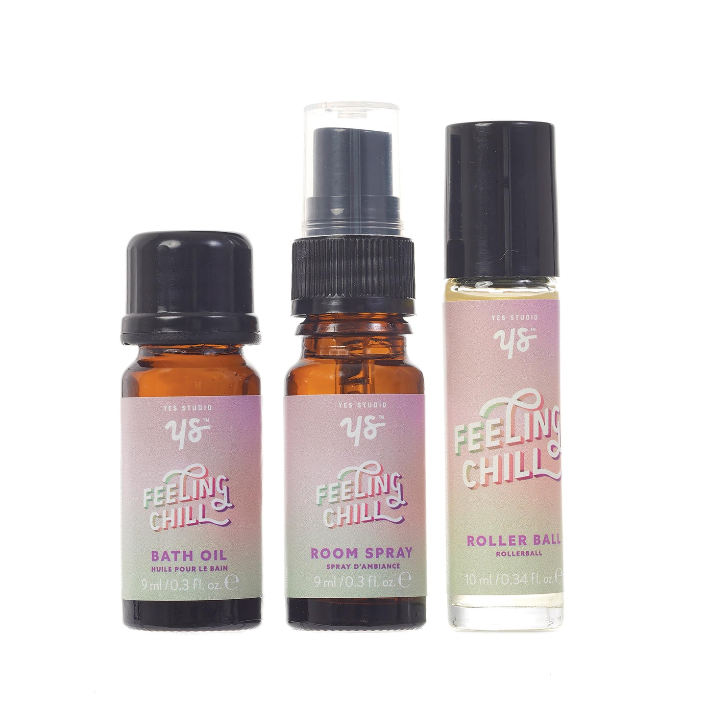 Yes Studio Feeling Chill Set - Bath Oil, Room Spray & Rollerball - Multi-Coloured