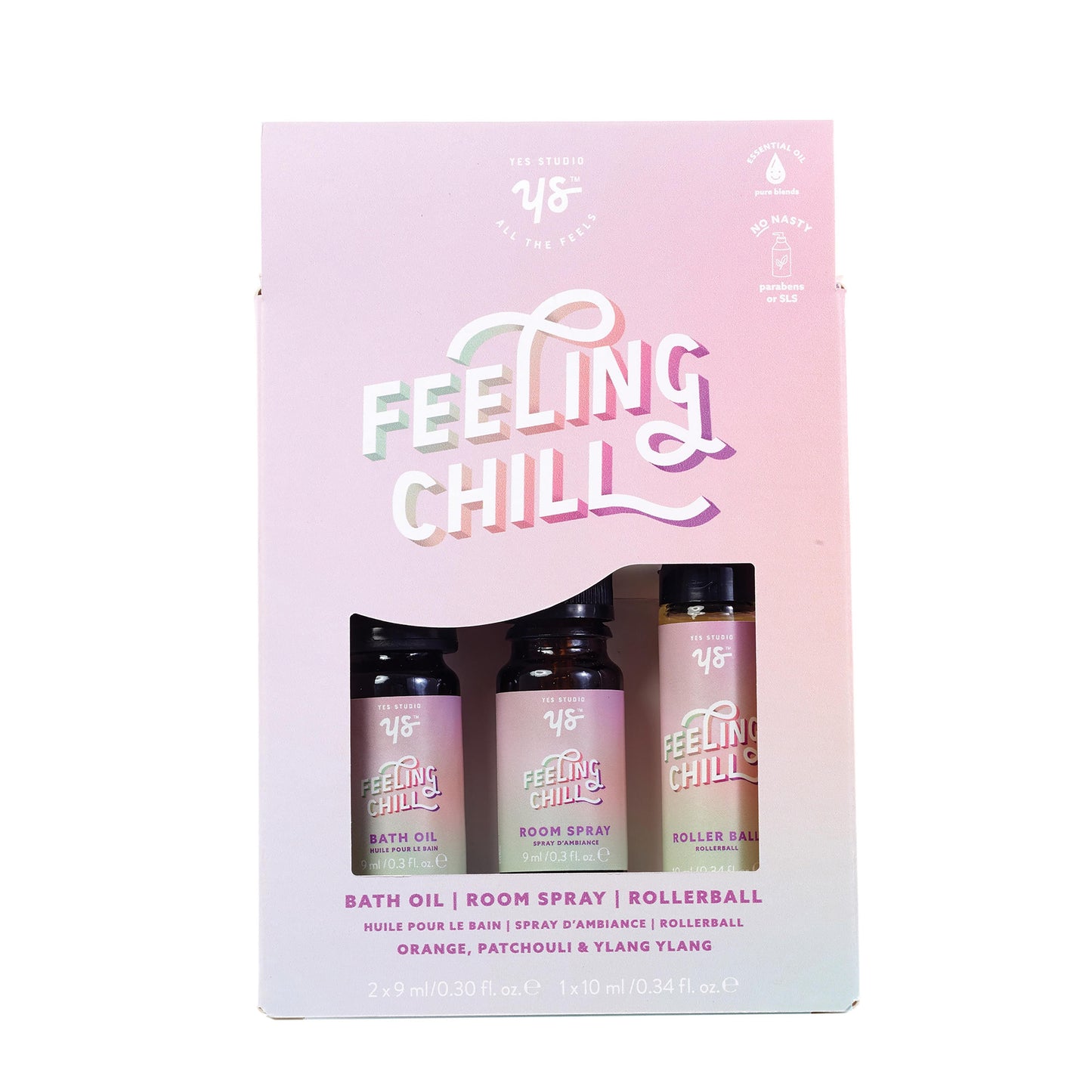 Yes Studio Feeling Chill Set - Bath Oil, Room Spray & Rollerball - Multi-Coloured